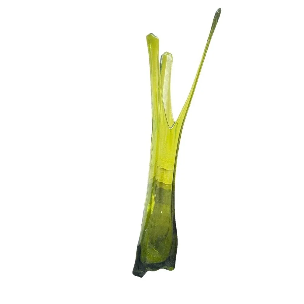 Vintage Viking Green Glass Swung Vase  27